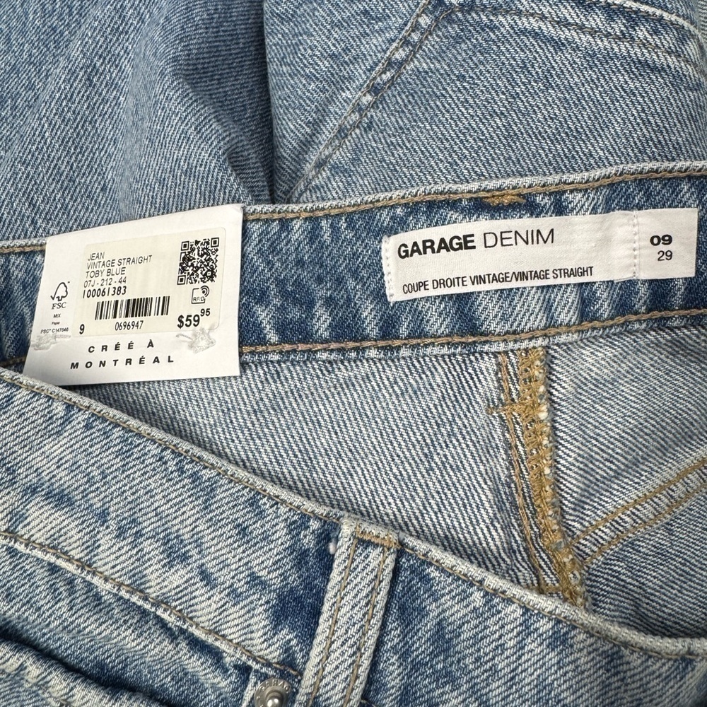 NWT Garage Denim Jean Vintage Straight Toby Blue Size 9 Destructed Straight Blue - Picture 6 of 8